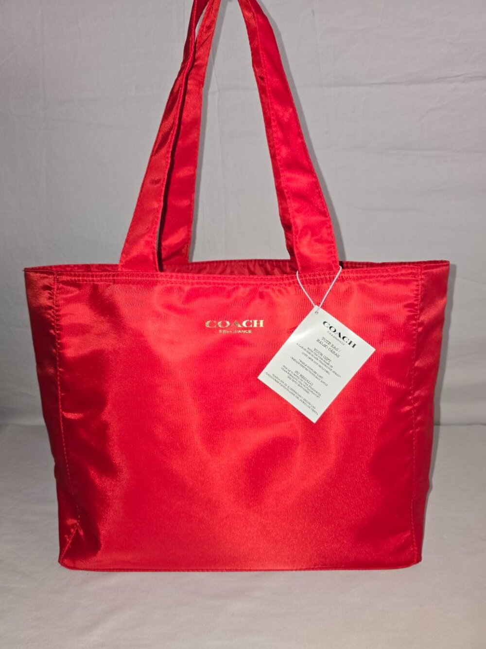 Coach Fragrance Large Red Shopper Tote Bag Travel Bag Handbag Purse New With Tag